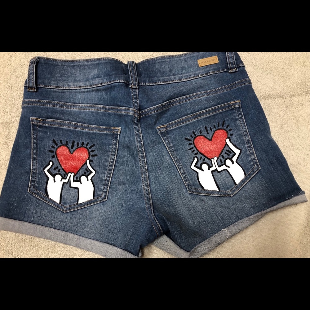 Sneak Peek hand painted pop art denim shorts